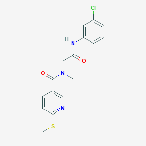molecular formula C16H16ClN3O2S B2818586 N-(3-chlorophenyl)-2-{N-methyl-1-[6-(methylsulfanyl)pyridin-3-yl]formamido}acetamide CAS No. 2094415-74-2