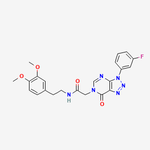 molecular formula C22H21FN6O4 B2818594 N-(3,4-dimethoxyphenethyl)-2-(3-(3-fluorophenyl)-7-oxo-3H-[1,2,3]triazolo[4,5-d]pyrimidin-6(7H)-yl)acetamide CAS No. 872590-59-5