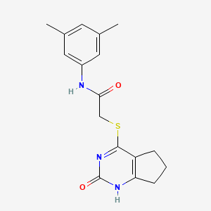 molecular formula C17H19N3O2S B2818599 N-(3,5-dimethylphenyl)-2-({2-oxo-1H,2H,5H,6H,7H-cyclopenta[d]pyrimidin-4-yl}sulfanyl)acetamide CAS No. 946323-92-8