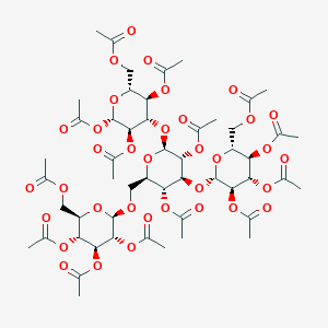 molecular formula C52H70O35 B028186 [(2R,3R,4S,5R,6R)-3,4,5-triacetyloxy-6-[[(2R,3R,4S,5R,6S)-3,5-diacetyloxy-6-[(2S,3R,4S,5R,6R)-2,3,5-triacetyloxy-6-(acetyloxymethyl)oxan-4-yl]oxy-4-[(2S,3R,4S,5R,6R)-3,4,5-triacetyloxy-6-(acetyloxymethyl)oxan-2-yl]oxyoxan-2-yl]methoxy]oxan-2-yl]methyl acetate CAS No. 103078-28-0