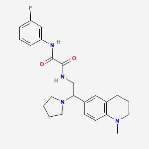 molecular formula C24H29FN4O2 B2818631 N'-(3-fluorophenyl)-N-[2-(1-methyl-1,2,3,4-tetrahydroquinolin-6-yl)-2-(pyrrolidin-1-yl)ethyl]ethanediamide CAS No. 921924-08-5
