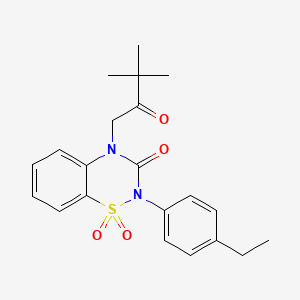 molecular formula C21H24N2O4S B2818655 4-(3,3-dimethyl-2-oxobutyl)-2-(4-ethylphenyl)-2H-1,2,4-benzothiadiazin-3(4H)-one 1,1-dioxide CAS No. 896703-56-3