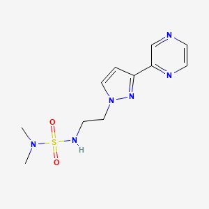 molecular formula C11H16N6O2S B2818671 dimethyl({2-[3-(pyrazin-2-yl)-1H-pyrazol-1-yl]ethyl}sulfamoyl)amine CAS No. 2034505-36-5