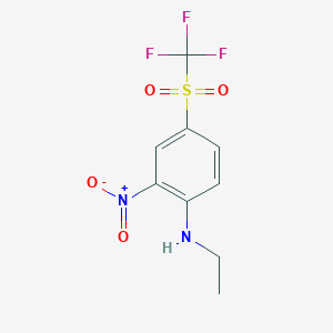 molecular formula C9H9F3N2O4S B2818676 N-ethyl-2-nitro-4-trifluoromethanesulfonylaniline CAS No. 1579-87-9