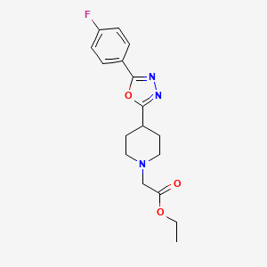 molecular formula C17H20FN3O3 B2818682 Ethyl 2-(4-(5-(4-fluorophenyl)-1,3,4-oxadiazol-2-yl)piperidin-1-yl)acetate CAS No. 1351614-50-0