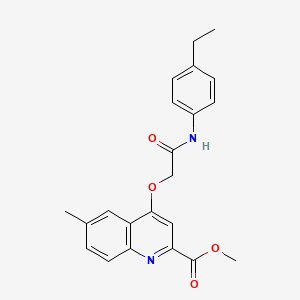 molecular formula C22H22N2O4 B2818736 METHYL 4-{[(4-ETHYLPHENYL)CARBAMOYL]METHOXY}-6-METHYLQUINOLINE-2-CARBOXYLATE CAS No. 1357702-57-8