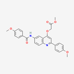 molecular formula C27H24N2O6 B2818757 Methyl 2-{[6-(4-methoxybenzamido)-2-(4-methoxyphenyl)quinolin-4-yl]oxy}acetate CAS No. 1207048-41-6