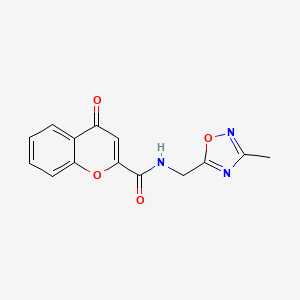 molecular formula C14H11N3O4 B2818775 N-((3-methyl-1,2,4-oxadiazol-5-yl)methyl)-4-oxo-4H-chromene-2-carboxamide CAS No. 1207002-04-7