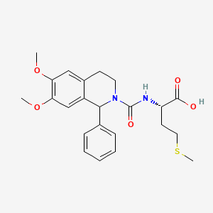 molecular formula C23H28N2O5S B2818784 N-[(6,7-dimethoxy-1-phenyl-3,4-dihydroisoquinolin-2(1H)-yl)carbonyl]-L-methionine CAS No. 956960-85-3