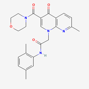 molecular formula C24H26N4O4 B2818803 N-(2,5-dimethylphenyl)-2-(7-methyl-3-(morpholine-4-carbonyl)-4-oxo-1,8-naphthyridin-1(4H)-yl)acetamide CAS No. 1251705-84-6
