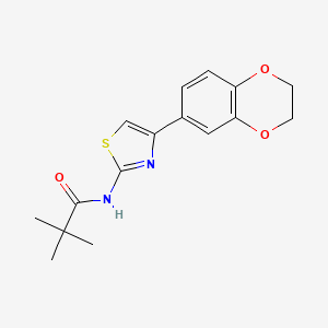 molecular formula C16H18N2O3S B2818835 N-[4-(2,3-dihydro-1,4-benzodioxin-6-yl)-1,3-thiazol-2-yl]-2,2-dimethylpropanamide CAS No. 888410-39-7