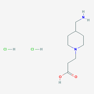 molecular formula C9H20Cl2N2O2 B2818836 3-[4-(Aminomethyl)piperidin-1-yl]propanoic acid dihydrochloride CAS No. 2137831-18-4
