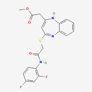 molecular formula C20H17F2N3O3S B2818844 methyl 2-[4-({[(2,4-difluorophenyl)carbamoyl]methyl}sulfanyl)-1H-1,5-benzodiazepin-2-yl]acetate CAS No. 1251557-33-1