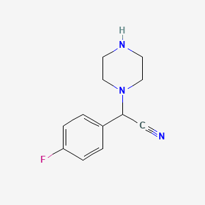 molecular formula C12H14FN3 B2818845 2-(4-Fluorophenyl)-2-(piperazin-1-yl)acetonitrile CAS No. 875858-81-4
