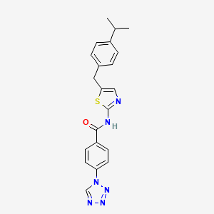 molecular formula C21H20N6OS B2818850 N-(5-{[4-(propan-2-yl)phenyl]methyl}-1,3-thiazol-2-yl)-4-(1H-1,2,3,4-tetrazol-1-yl)benzamide CAS No. 887349-20-4