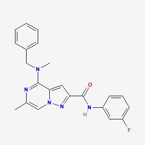 molecular formula C22H20FN5O B2818899 4-[benzyl(methyl)amino]-N-(3-fluorophenyl)-6-methylpyrazolo[1,5-a]pyrazine-2-carboxamide CAS No. 1775454-41-5