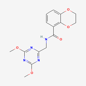 molecular formula C15H16N4O5 B2818915 N-[(4,6-dimethoxy-1,3,5-triazin-2-yl)methyl]-2,3-dihydro-1,4-benzodioxine-5-carboxamide CAS No. 2034522-26-2