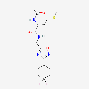 molecular formula C16H24F2N4O3S B2818921 2-acetamido-N-((3-(4,4-difluorocyclohexyl)-1,2,4-oxadiazol-5-yl)methyl)-4-(methylthio)butanamide CAS No. 2034200-74-1