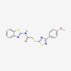 molecular formula C18H14N4O2S3 B2818930 N-(1,3-benzothiazol-2-yl)-2-{[3-(4-methoxyphenyl)-1,2,4-thiadiazol-5-yl]sulfanyl}acetamide CAS No. 864922-79-2