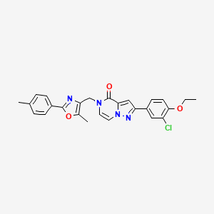 molecular formula C26H23ClN4O3 B2818946 2-(3-chloro-4-ethoxyphenyl)-5-((5-methyl-2-(p-tolyl)oxazol-4-yl)methyl)pyrazolo[1,5-a]pyrazin-4(5H)-one CAS No. 1358303-61-3
