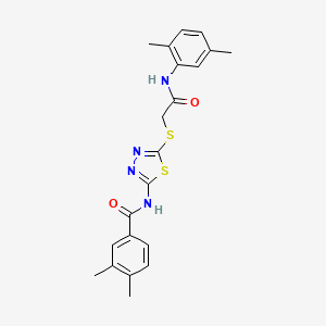 molecular formula C21H22N4O2S2 B2818960 N-(5-((2-((2,5-dimethylphenyl)amino)-2-oxoethyl)thio)-1,3,4-thiadiazol-2-yl)-3,4-dimethylbenzamide CAS No. 392295-21-5