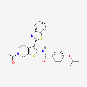 molecular formula C26H25N3O3S2 B2818983 N-[6-acetyl-3-(1,3-benzothiazol-2-yl)-4H,5H,6H,7H-thieno[2,3-c]pyridin-2-yl]-4-(propan-2-yloxy)benzamide CAS No. 864859-87-0