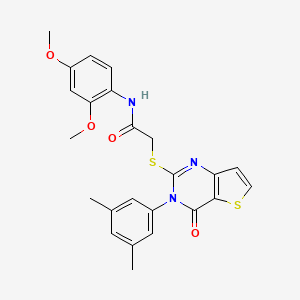 molecular formula C24H23N3O4S2 B2818990 N-(2,4-dimethoxyphenyl)-2-{[3-(3,5-dimethylphenyl)-4-oxo-3,4-dihydrothieno[3,2-d]pyrimidin-2-yl]sulfanyl}acetamide CAS No. 1261005-59-7