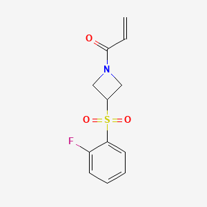 molecular formula C12H12FNO3S B2819007 1-[3-(2-Fluorobenzenesulfonyl)azetidin-1-yl]prop-2-en-1-one CAS No. 2094317-56-1