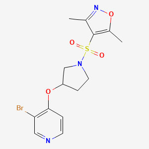 molecular formula C14H16BrN3O4S B2819008 3-Bromo-4-({1-[(3,5-dimethyl-1,2-oxazol-4-yl)sulfonyl]pyrrolidin-3-yl}oxy)pyridine CAS No. 2380174-56-9