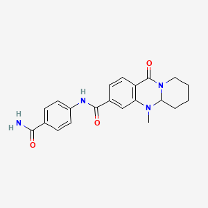 molecular formula C21H22N4O3 B2819027 N-(4-carbamoylphenyl)-5-methyl-11-oxo-5H,5aH,6H,7H,8H,9H,11H-pyrido[2,1-b]quinazoline-3-carboxamide CAS No. 1574619-07-0
