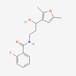 molecular formula C16H18FNO3 B2819039 N-[3-(2,5-Dimethylfuran-3-YL)-3-hydroxypropyl]-2-fluorobenzamide CAS No. 1421528-63-3