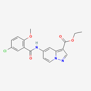 molecular formula C18H16ClN3O4 B2819049 Ethyl 5-(5-chloro-2-methoxybenzamido)pyrazolo[1,5-a]pyridine-3-carboxylate CAS No. 1396679-27-8
