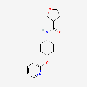 molecular formula C16H22N2O3 B2819068 N-[(1r,4r)-4-(pyridin-2-yloxy)cyclohexyl]oxolane-3-carboxamide CAS No. 2034194-59-5