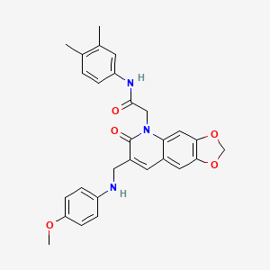molecular formula C28H27N3O5 B2819076 N-(3,4-dimethylphenyl)-2-(7-{[(4-methoxyphenyl)amino]methyl}-6-oxo-2H,5H,6H-[1,3]dioxolo[4,5-g]quinolin-5-yl)acetamide CAS No. 894559-91-2