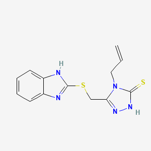 molecular formula C13H13N5S2 B2819105 5-(Benzimidazol-2-ylthiomethyl)-4-prop-2-enyl-1,2,4-triazole-3-thiol CAS No. 721387-73-1