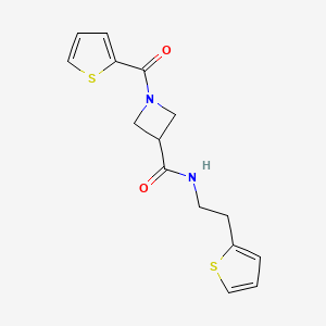 molecular formula C15H16N2O2S2 B2819111 N-(2-(thiophen-2-yl)ethyl)-1-(thiophene-2-carbonyl)azetidine-3-carboxamide CAS No. 1286727-14-7