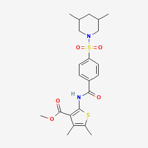 molecular formula C22H28N2O5S2 B2819115 Methyl 2-(4-((3,5-dimethylpiperidin-1-yl)sulfonyl)benzamido)-4,5-dimethylthiophene-3-carboxylate CAS No. 896615-55-7