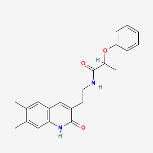 molecular formula C22H24N2O3 B2819153 N-[2-(6,7-dimethyl-2-oxo-1,2-dihydroquinolin-3-yl)ethyl]-2-phenoxypropanamide CAS No. 851403-06-0