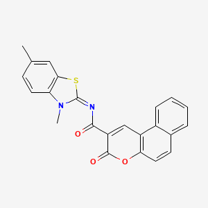 molecular formula C23H16N2O3S B2819158 N-[(2E)-3,6-dimethyl-2,3-dihydro-1,3-benzothiazol-2-ylidene]-3-oxo-3H-benzo[f]chromene-2-carboxamide CAS No. 399000-61-4