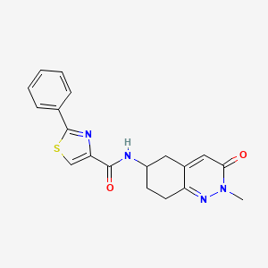 molecular formula C19H18N4O2S B2819159 N-(2-methyl-3-oxo-2,3,5,6,7,8-hexahydrocinnolin-6-yl)-2-phenyl-1,3-thiazole-4-carboxamide CAS No. 2034369-30-5