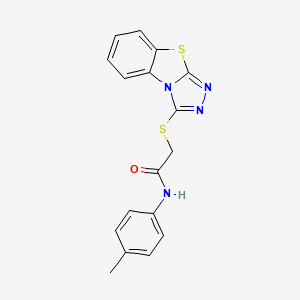 N-(4-methylphenyl)-2-{7-thia-2,4,5-triazatricyclo[6.4.0.0^{2,6}]dodeca-1(8),3,5,9,11-pentaen-3-ylsulfanyl}acetamide