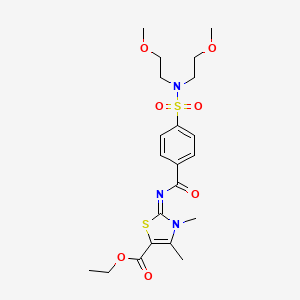 molecular formula C21H29N3O7S2 B2819181 ethyl (2Z)-2-({4-[bis(2-methoxyethyl)sulfamoyl]benzoyl}imino)-3,4-dimethyl-2,3-dihydro-1,3-thiazole-5-carboxylate CAS No. 476628-21-4
