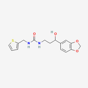 molecular formula C16H18N2O4S B2819185 1-(3-(Benzo[d][1,3]dioxol-5-yl)-3-hydroxypropyl)-3-(thiophen-2-ylmethyl)urea CAS No. 1421505-44-3