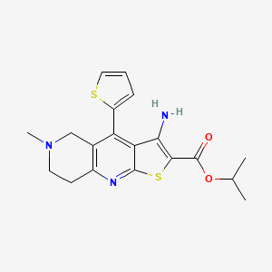 molecular formula C19H21N3O2S2 B2819195 Isopropyl 3-amino-6-methyl-4-(2-thienyl)-5,6,7,8-tetrahydrothieno[2,3-b][1,6]naphthyridine-2-carboxylate CAS No. 445384-47-4