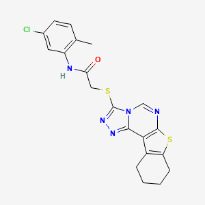 molecular formula C20H18ClN5OS2 B2819250 N-(5-chloro-2-methylphenyl)-2-{10-thia-3,4,6,8-tetraazatetracyclo[7.7.0.0^{2,6}.0^{11,16}]hexadeca-1(9),2,4,7,11(16)-pentaen-5-ylsulfanyl}acetamide CAS No. 485331-46-2
