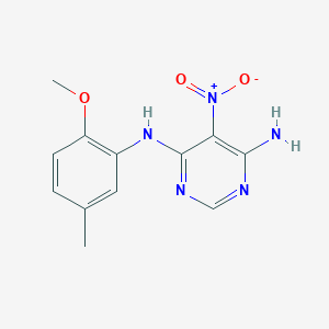 molecular formula C12H13N5O3 B2819264 N4-(2-methoxy-5-methylphenyl)-5-nitropyrimidine-4,6-diamine CAS No. 450345-40-1