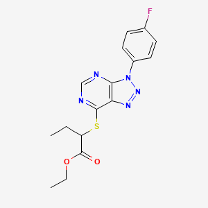 molecular formula C16H16FN5O2S B2819267 ethyl 2-{[3-(4-fluorophenyl)-3H-[1,2,3]triazolo[4,5-d]pyrimidin-7-yl]sulfanyl}butanoate CAS No. 863460-57-5