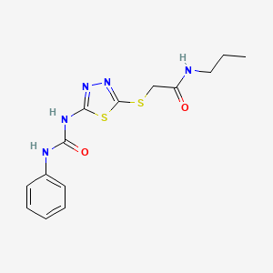 molecular formula C14H17N5O2S2 B2819268 2-({5-[(phenylcarbamoyl)amino]-1,3,4-thiadiazol-2-yl}sulfanyl)-N-propylacetamide CAS No. 898437-17-7