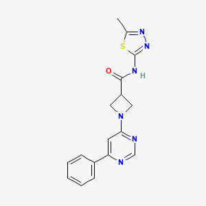 molecular formula C17H16N6OS B2819280 N-(5-methyl-1,3,4-thiadiazol-2-yl)-1-(6-phenylpyrimidin-4-yl)azetidine-3-carboxamide CAS No. 2034619-52-6