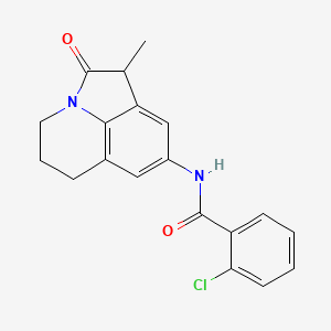 molecular formula C19H17ClN2O2 B2819282 2-chloro-N-{3-methyl-2-oxo-1-azatricyclo[6.3.1.0^{4,12}]dodeca-4,6,8(12)-trien-6-yl}benzamide CAS No. 903295-79-4